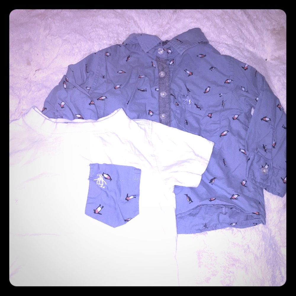 Penguin polar white and blue long and short sleeve